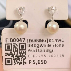 [EARRING] K14WG 0.40g White Stone Pearl Earrings | EJB0047