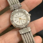 Charriol St. Tropez, Silver Tone Case w/ Multiple Indexes, Silver Cable Bracelet w/ Push Button Lock | EKT0415