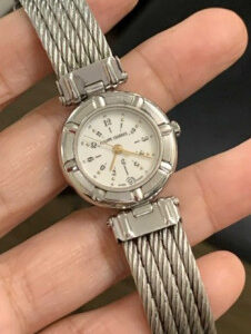 Charriol St. Tropez, Silver Tone Case w/ Multiple Indexes, Silver Cable Bracelet w/ Push Button Lock | EKT0415